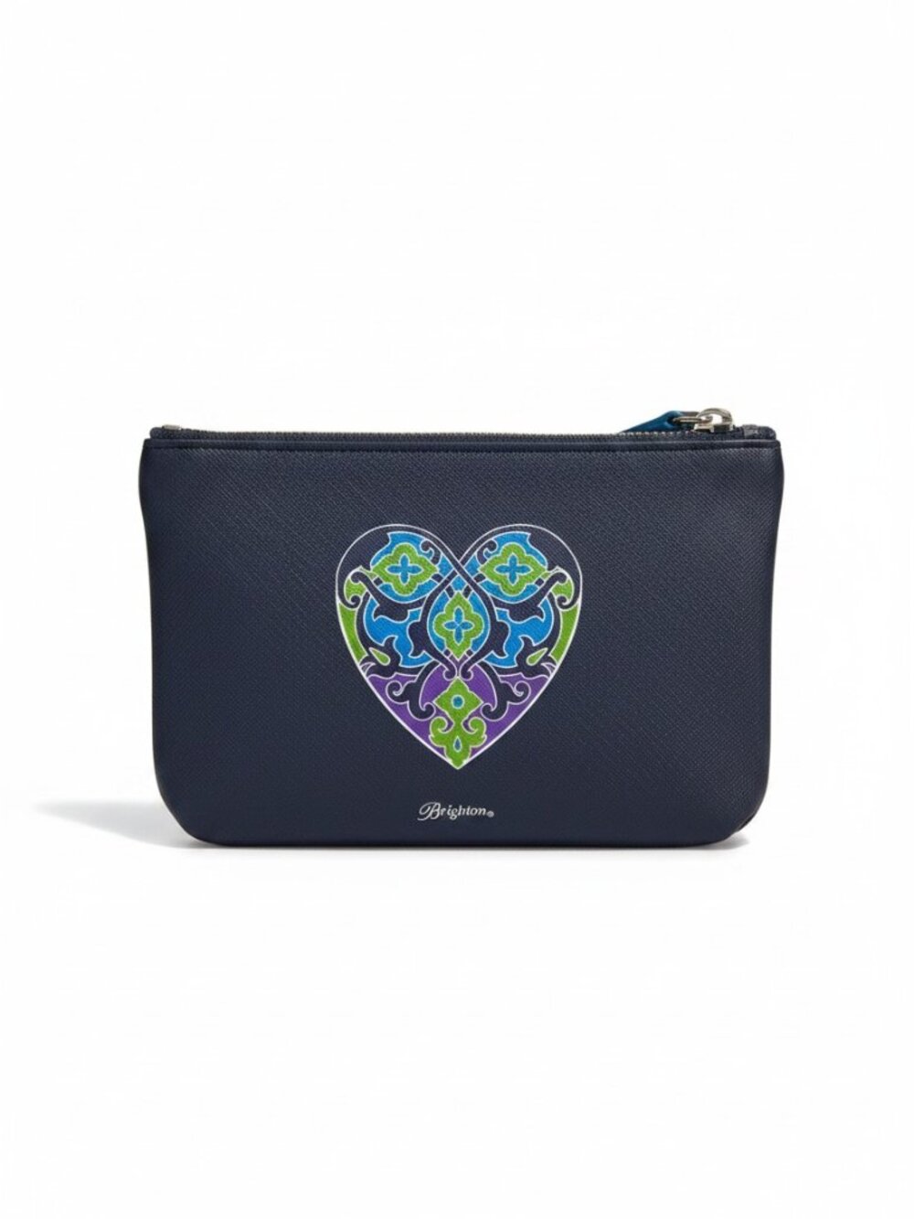 Brighton Heart Zip Pouch Blue Travel Cosmetic Bag Mini Coin Purse Preppy Coastal